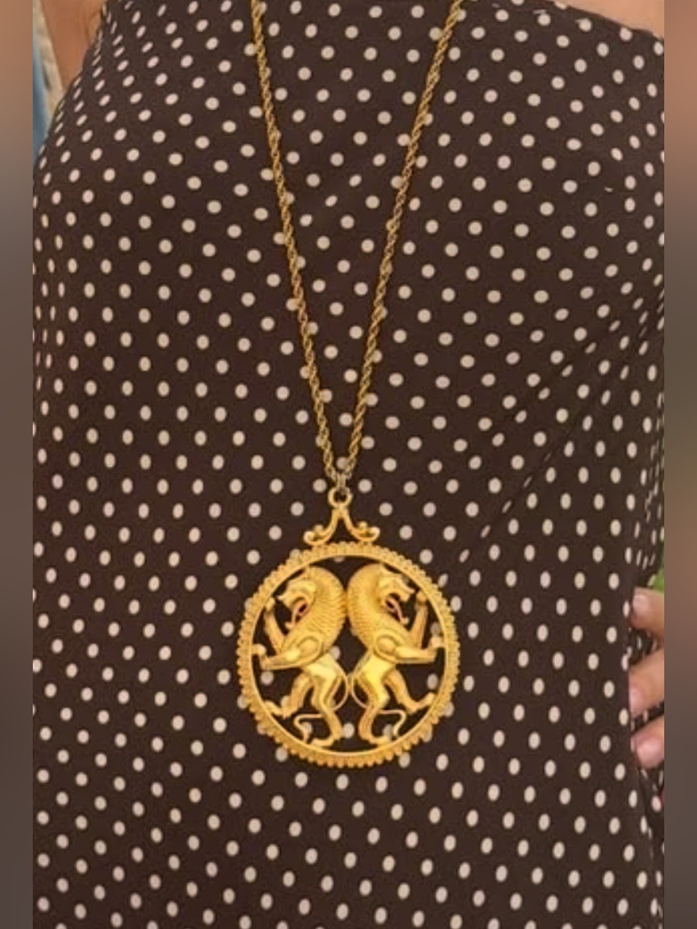 Vintage Gold-Tone Movable Zodiac Taurus Bull Medallion Pendant Necklace